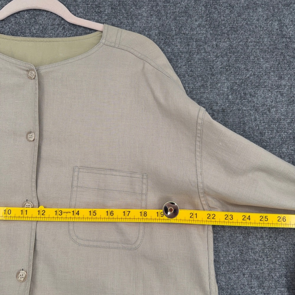 debra deRoo Linen Button Front Long Sleeve Casual Top Women M - Picture 4 of 5